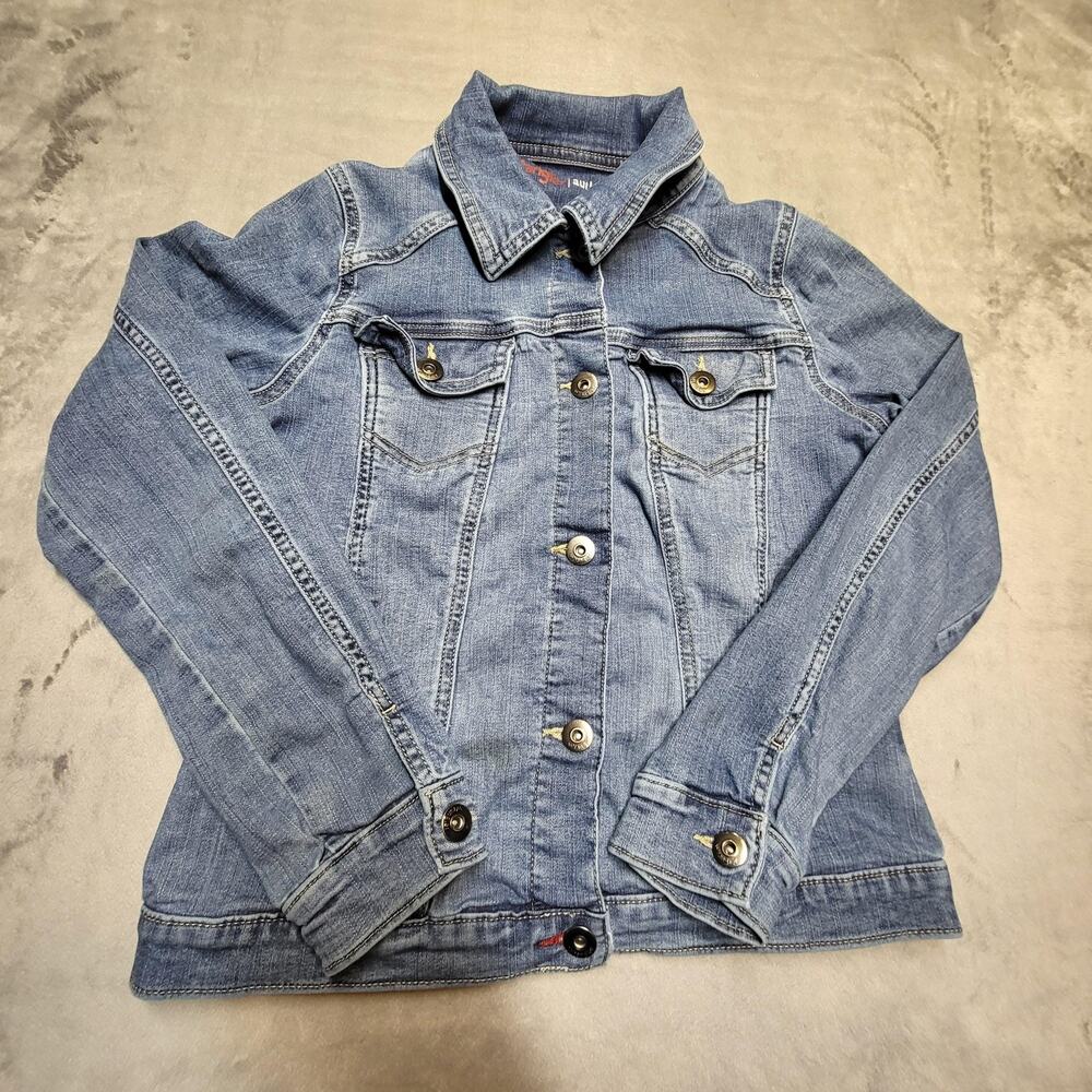 Wrangler Authentics Jacket Womens S? Blue Denim Jean Trucker Western Casual
